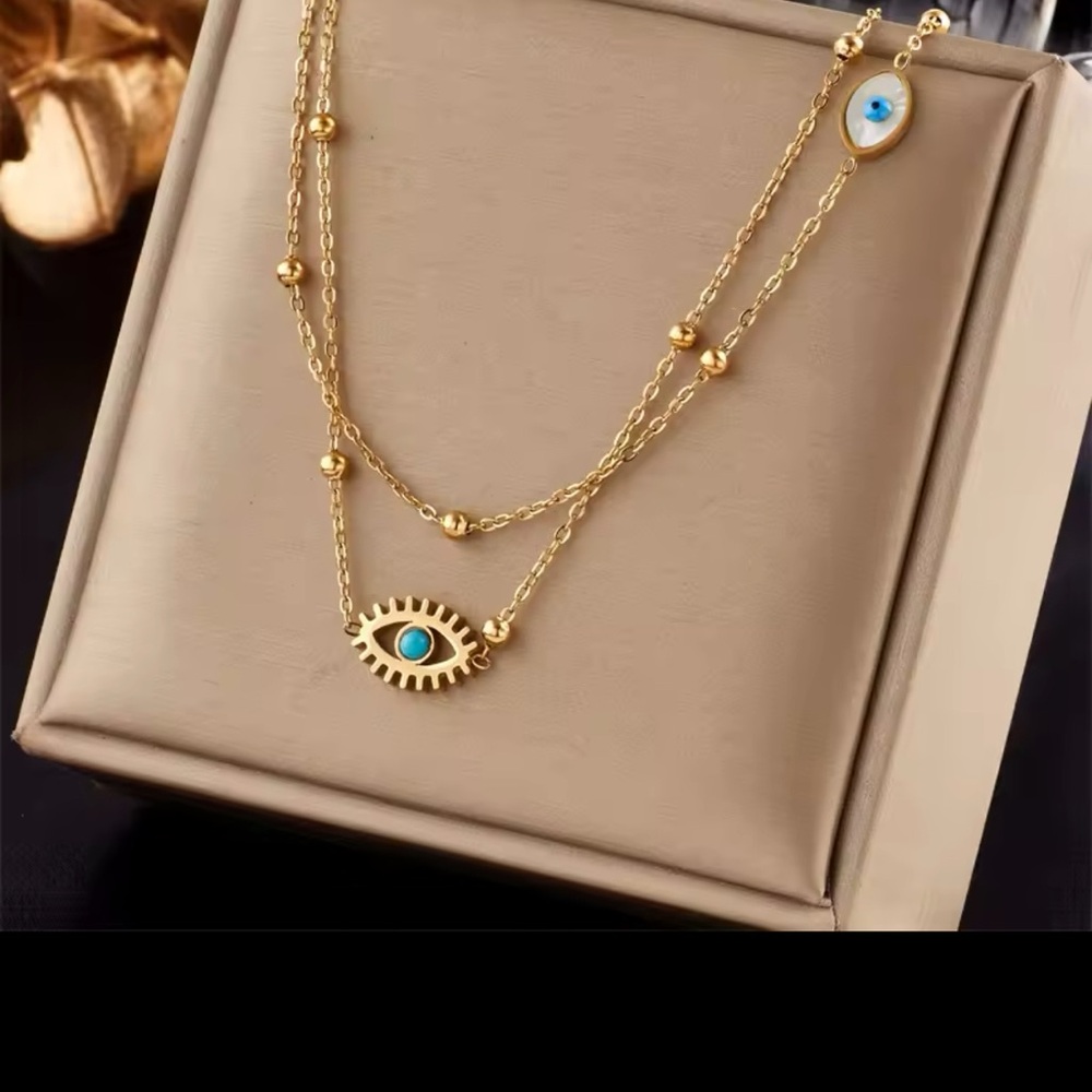 Gold double Evil Eye Necklace